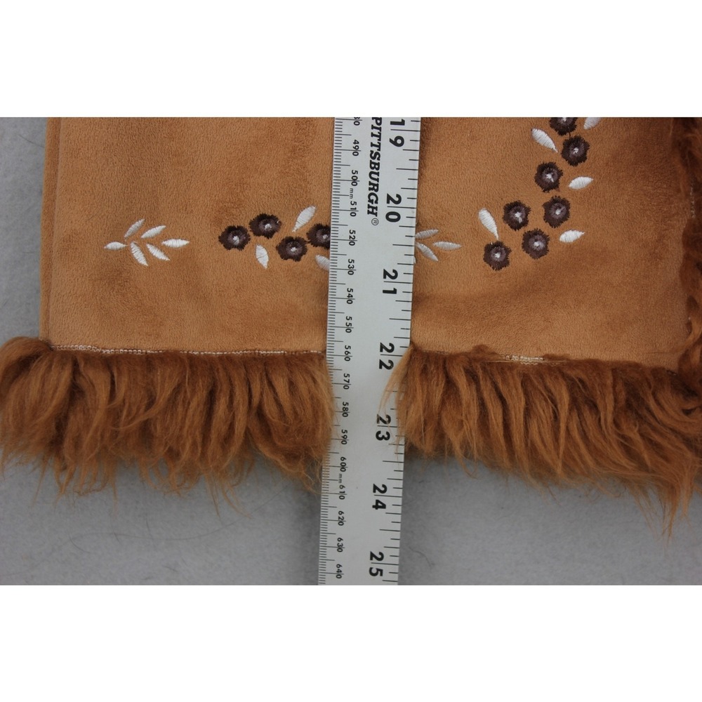 Bacci Womens Tan Faux Shearling Embroidered Vest Faux Fur Trim Boho Size L - Picture 7 of 10